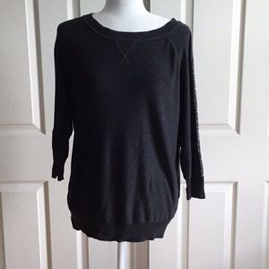 Y2K Gray Sweater with silver Rhinestones on Sleeves Glam Whimsygoth Size‎ M